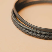 Drievoudige armband met grijs Italiaans nappaleer