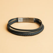 Triple bracelet with grey Italian nappa leather
