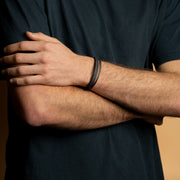 Dreifaches Armband mit grauem italienischem Nappaleder