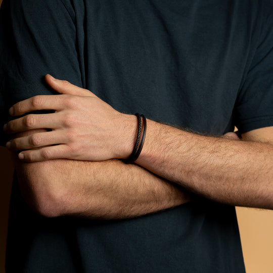 Triple bracelet with three kinds of Italian nappa leather