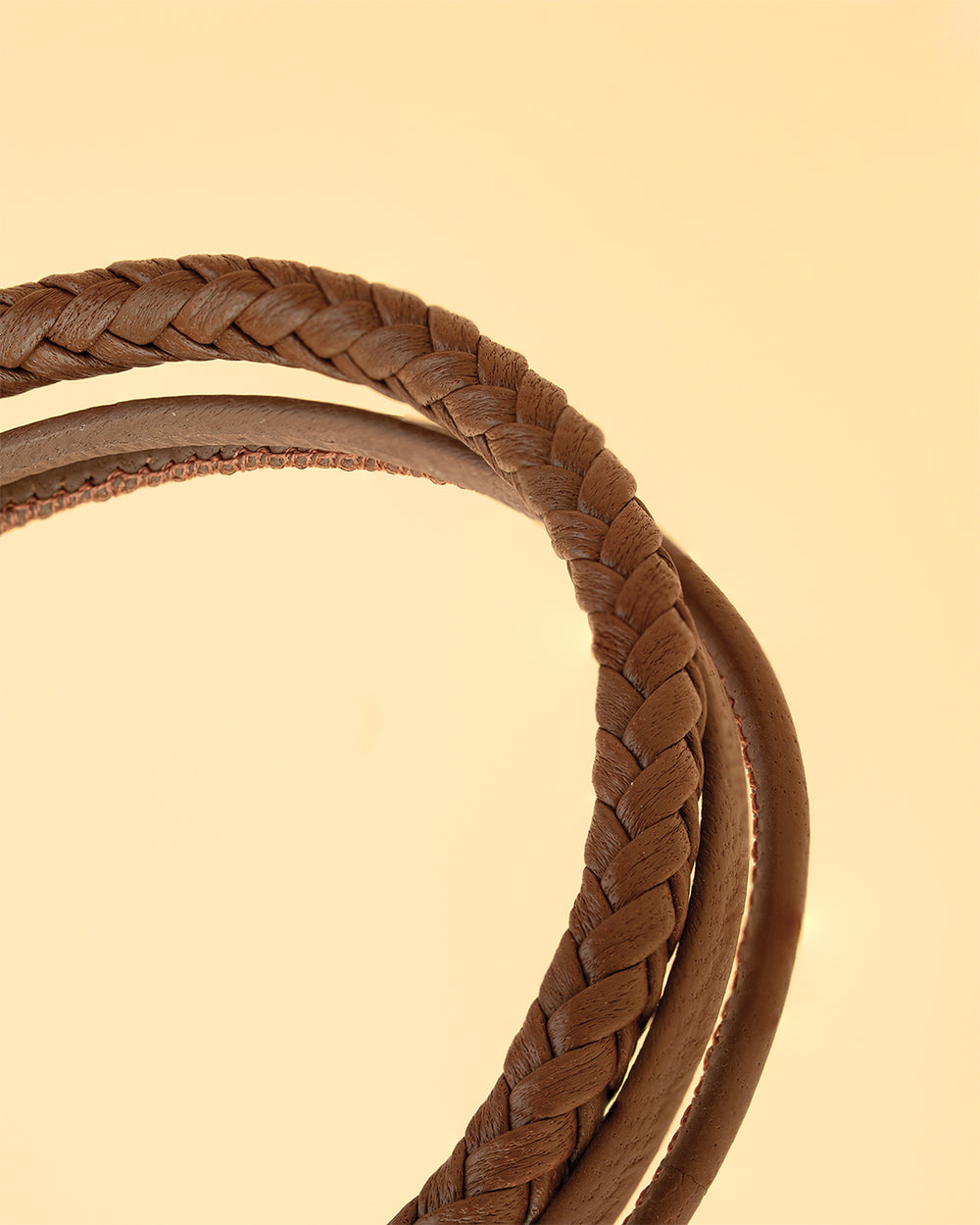 Triple bracelet with light-brown Italian nappa leather