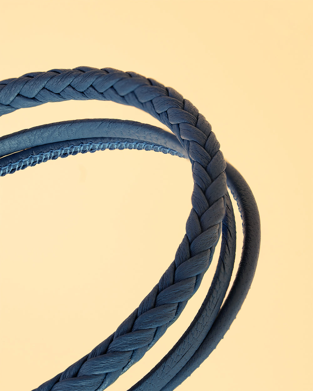 Triple bracelet with light-blue Italian nappa leather
