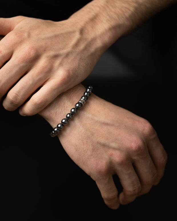 Bracelet avec perles en Hématite 8mm