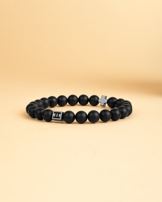 Cross bracelet with 8mm Agate stone