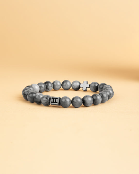 Cross bracelet with 8mm Hawk's eye stone