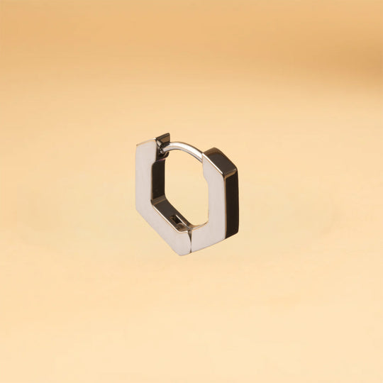 Voller sechseckiger Titanohrring mit silberner Oberfläche