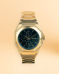42mm full stainless steel watch with golden finish