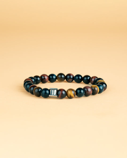 Bracelet with 8mm Tiger Eye stone in 3 colours