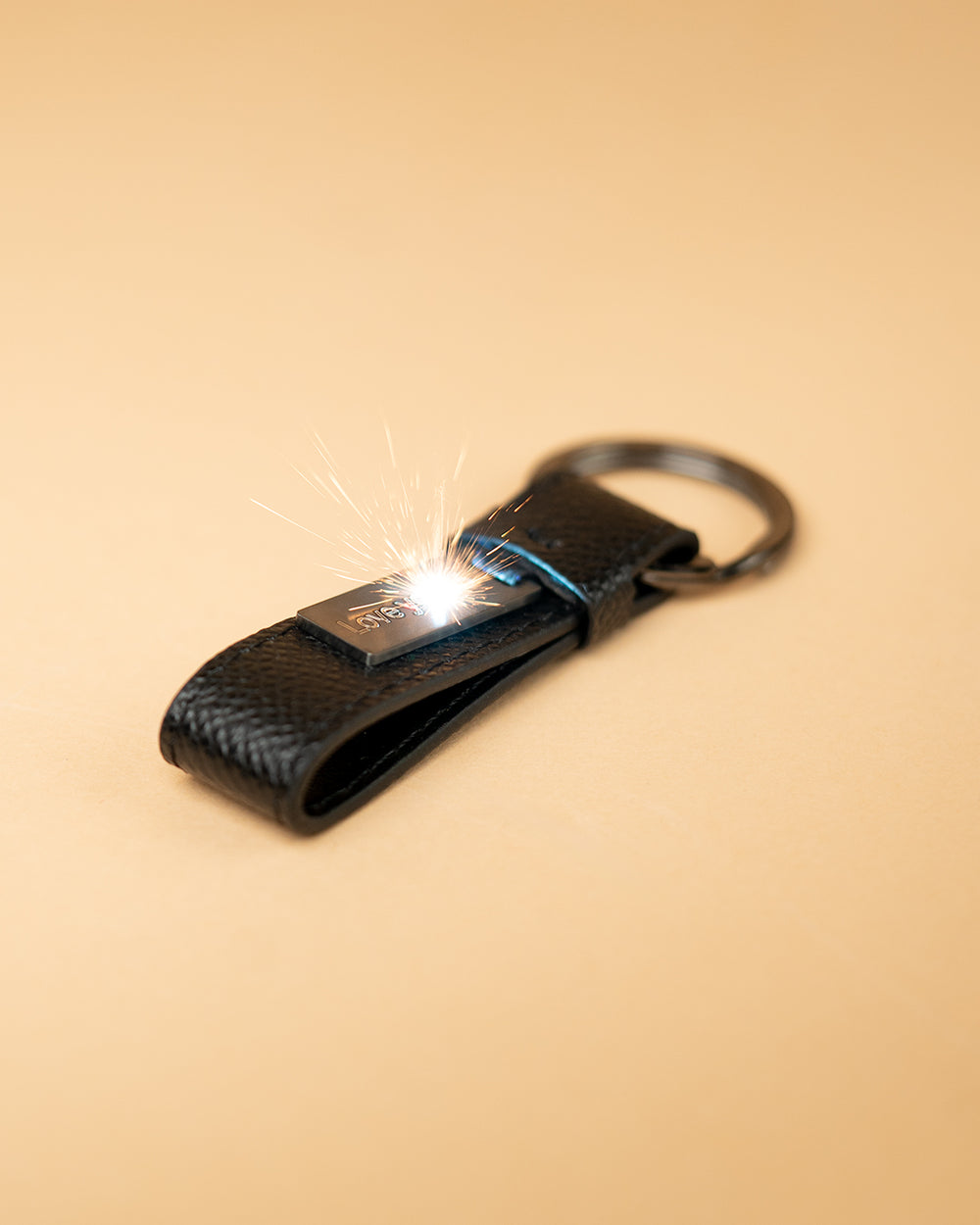 Black leather keychain