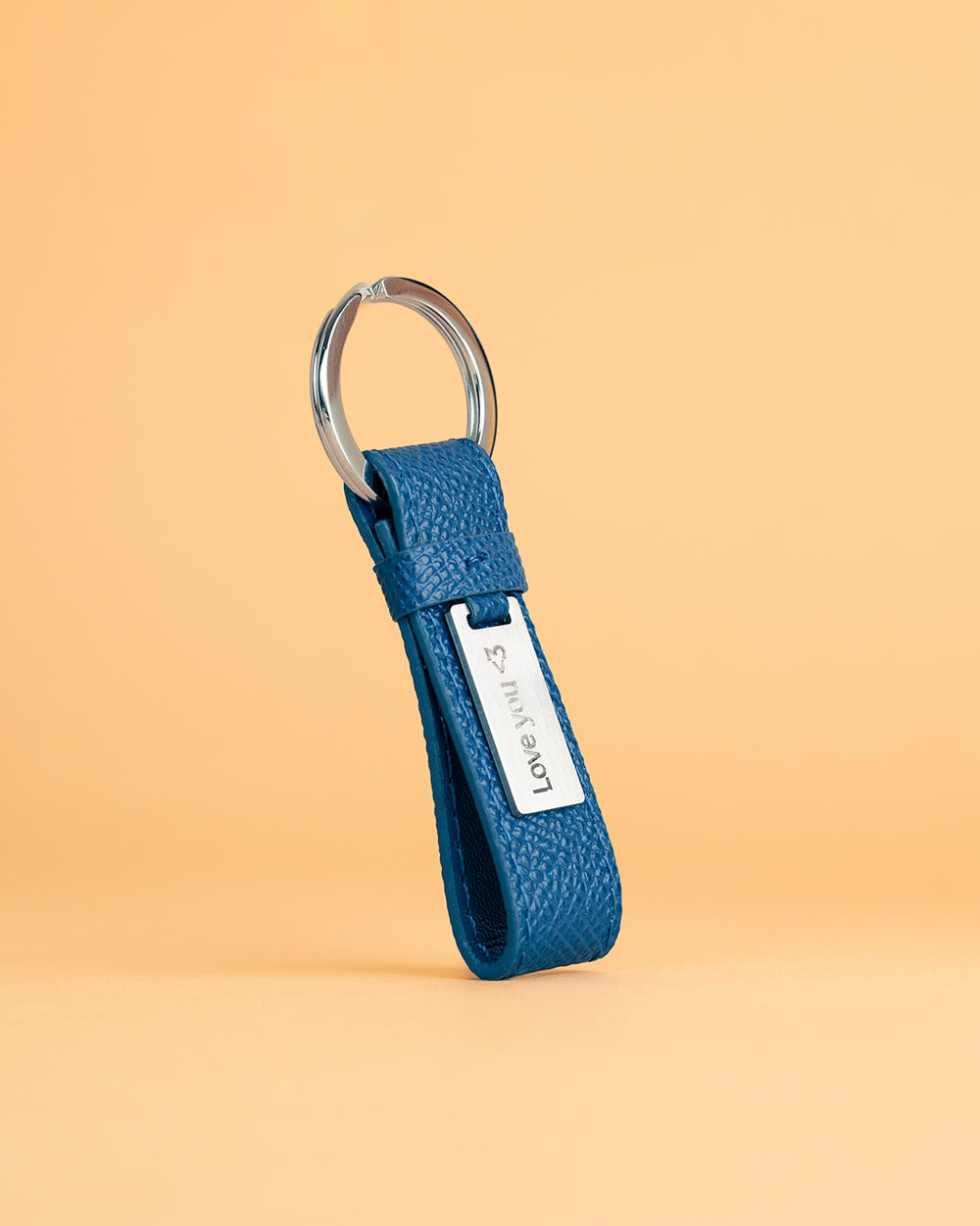 Blue leather keychain