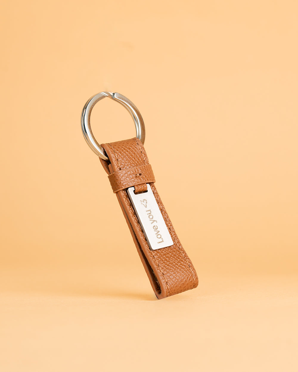 Brown leather keychain