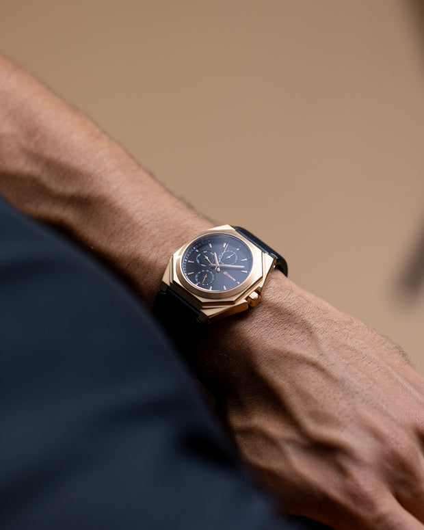 42m bronskleurig horloge met band uit Italiaans leder
