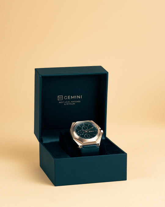 42mm bronze steel watch with Italian leather strap