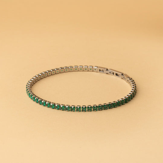 3mm Silver-Green tennis bracelet