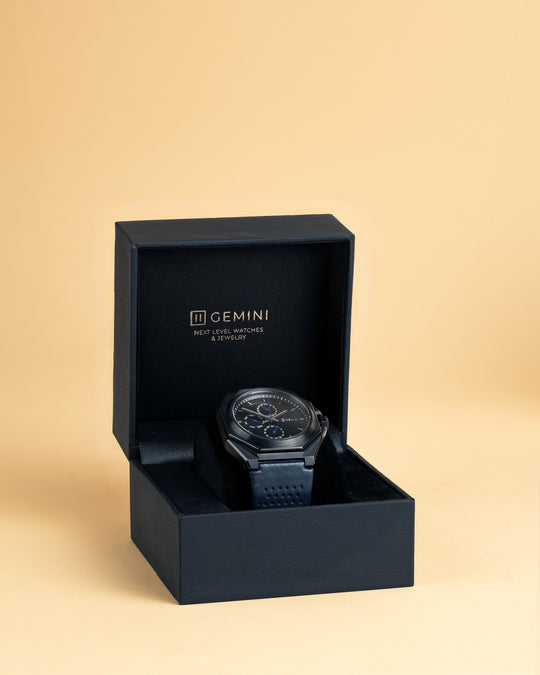 44 mm dunkelgraue Stahluhr mit italienischem Lederarmband