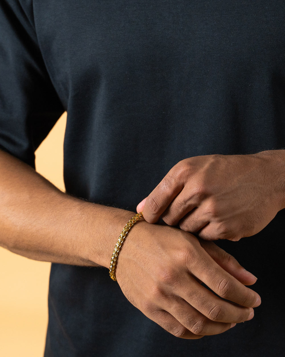 5mm foxtail bracelet in stainless steel with gold-plated finish
