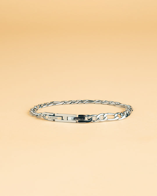 5mm Figaro armband met zilveren afwerking