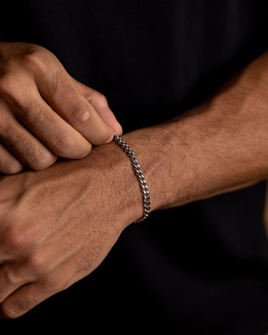 5mm Cuban chain bracelet with silver finish