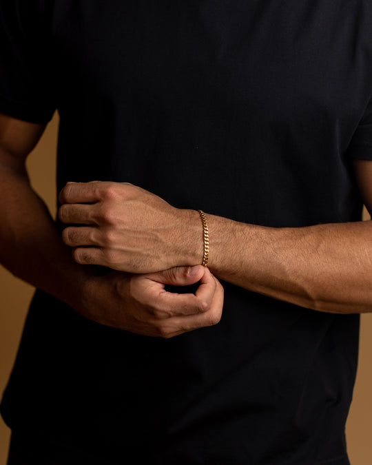 5mm Cuban chain bracelet with golden finish