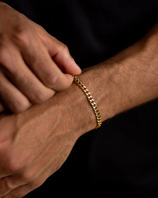 5mm Cuban chain bracelet with golden finish