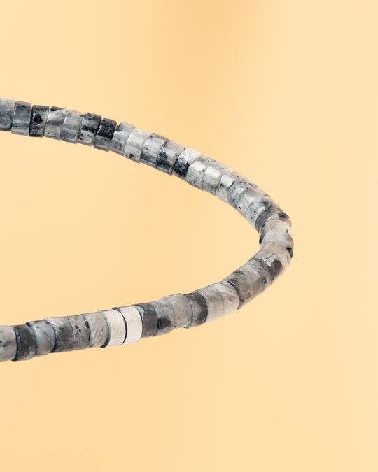 2mm Bracelet with Larvikite stones and titanium element