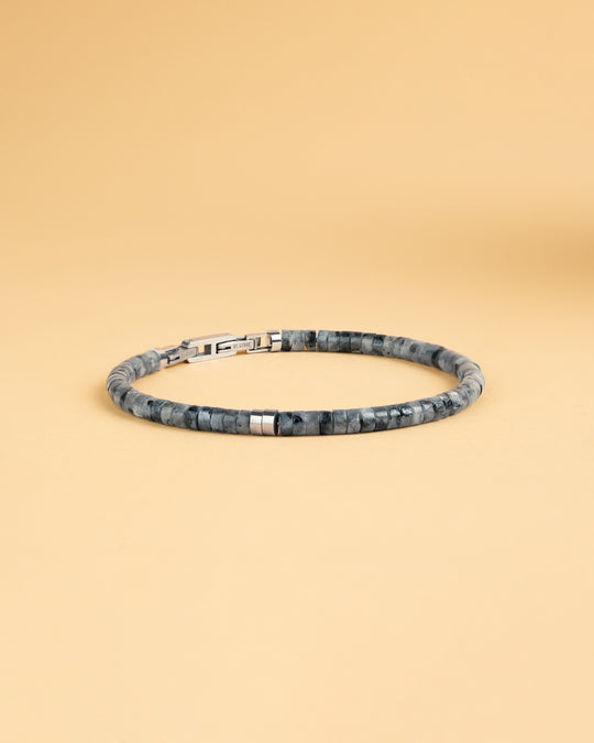 2mm Bracelet with Larvikite stones and titanium element