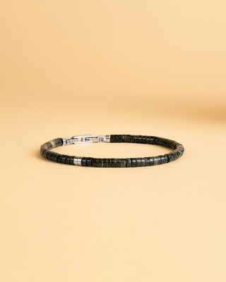 2mm Bracelet avec des pierres d'obsidienne et un élément en titane