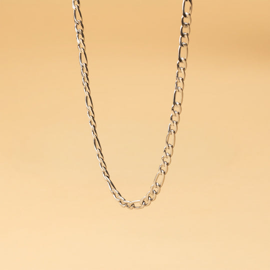 5mm figaro necklace in stainless steel with silver finish