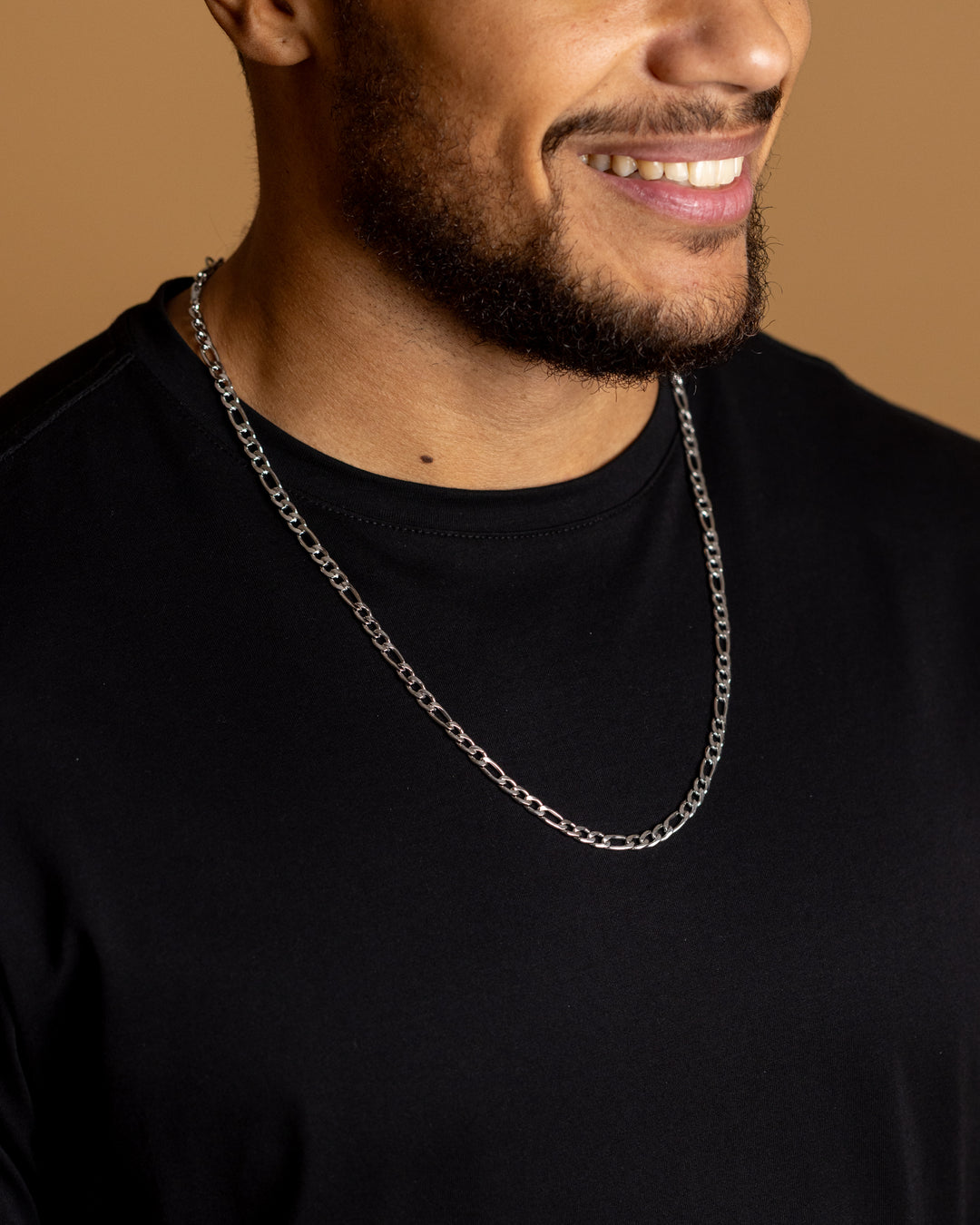 5mm figaro necklace in stainless steel with silver finish