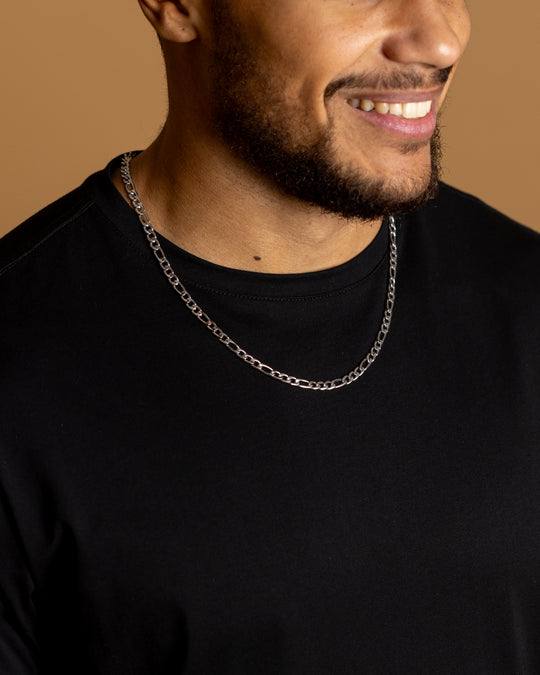 5mm figaro necklace in stainless steel with silver finish