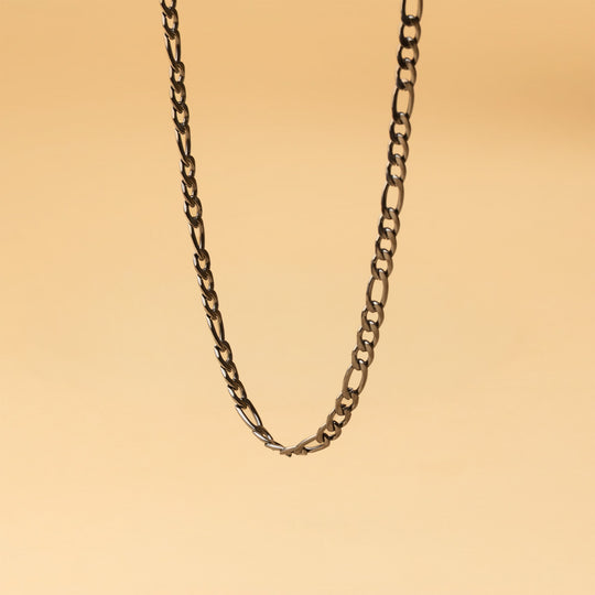 5mm figaro necklace in stainless steel with black finish