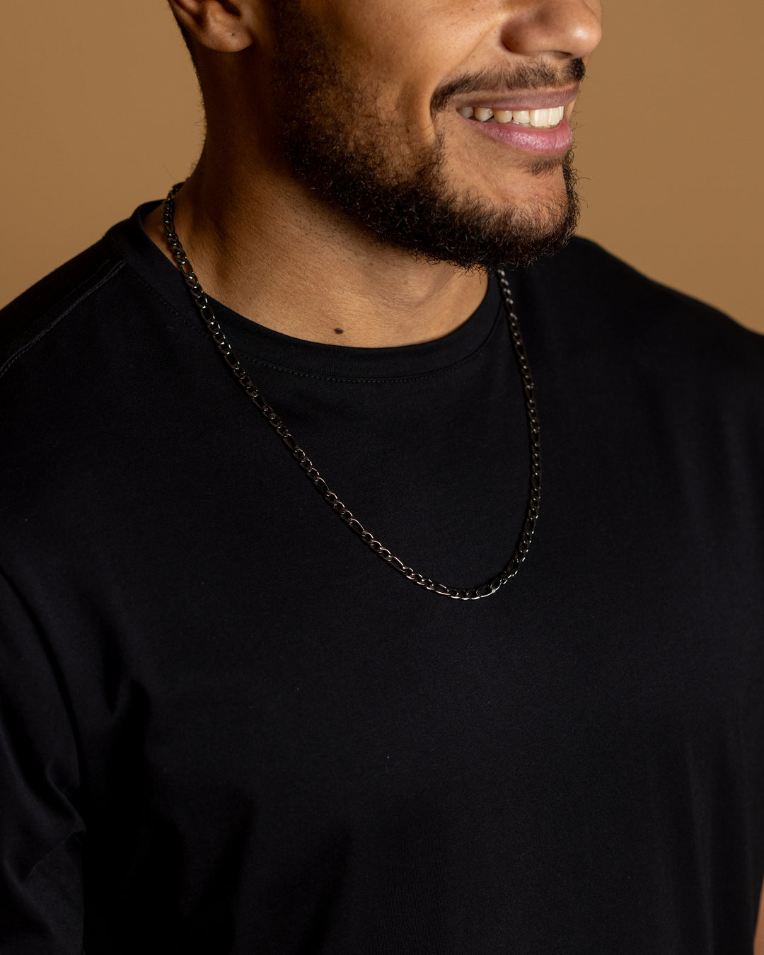 5mm figaro necklace in stainless steel with black finish