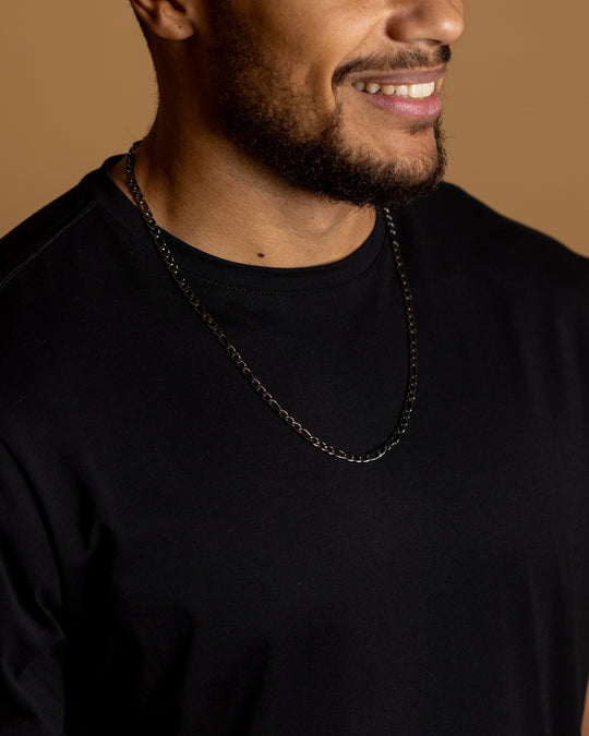 5mm figaro necklace in stainless steel with black finish