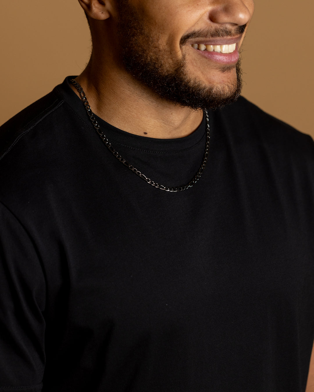 5mm figaro necklace in stainless steel with black finish