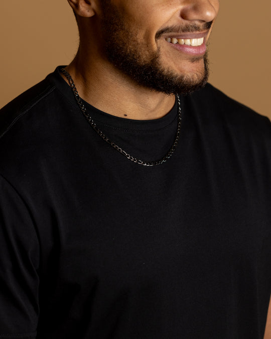 5mm figaro necklace in stainless steel with black finish