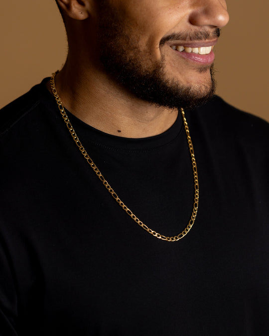 5mm figaro necklace in stainless steel with golden finish