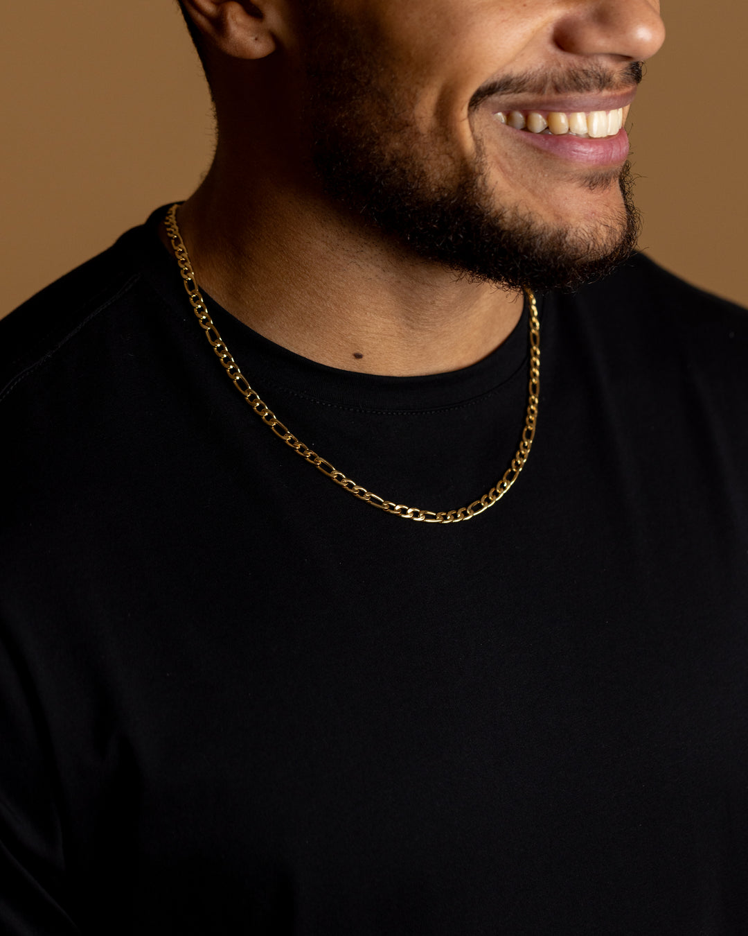 5mm figaro necklace in stainless steel with golden finish