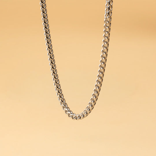5mm foxtail necklace in stainless steel with silver plated finish