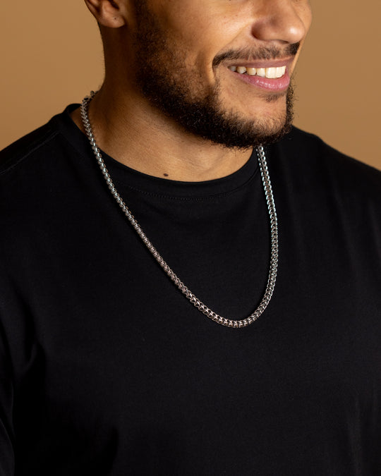 5mm foxtail necklace in stainless steel with silver plated finish