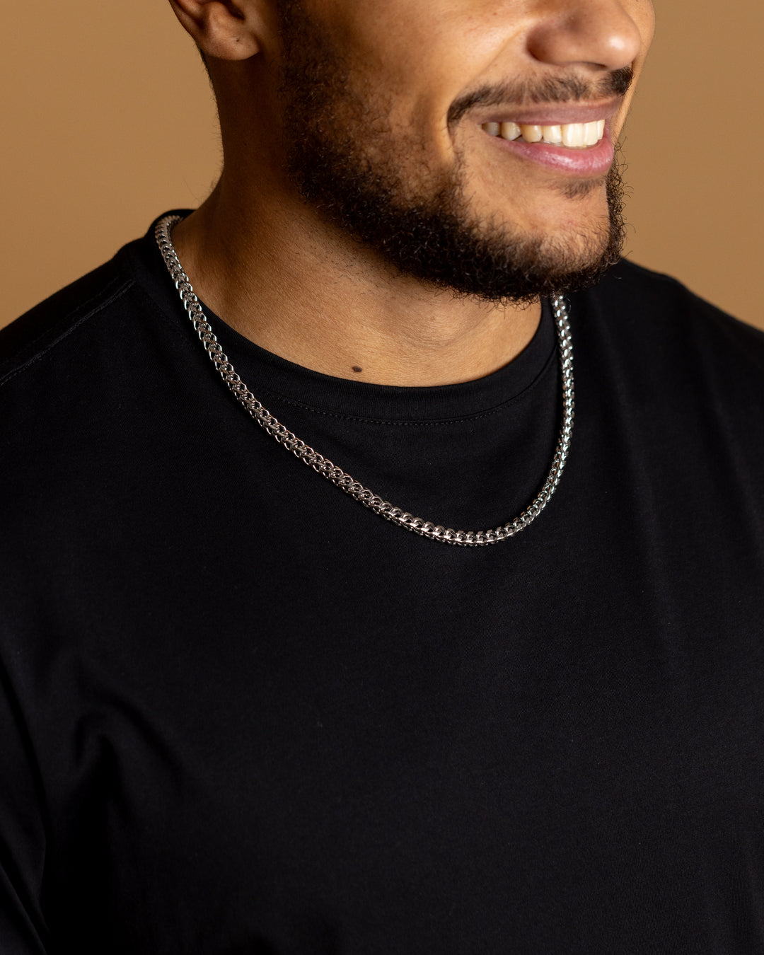 5mm foxtail necklace in stainless steel with silver plated finish