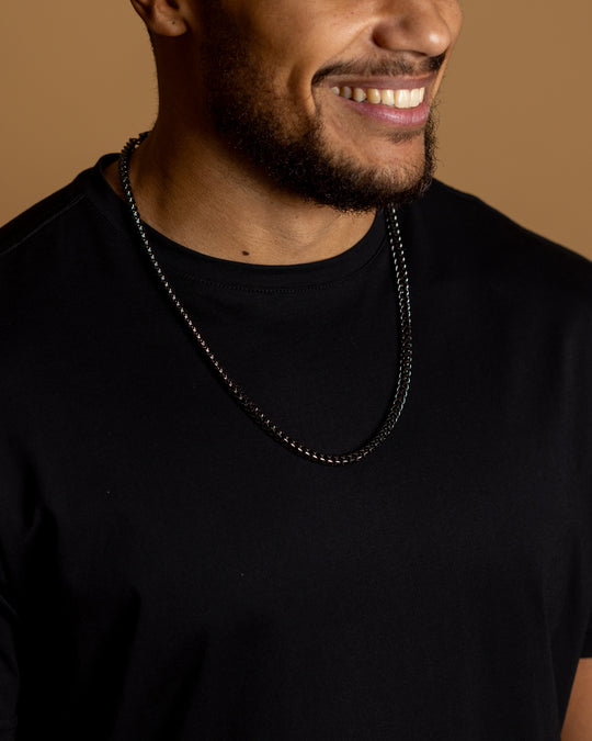 5mm foxtail necklace in stainless steel with a black finish