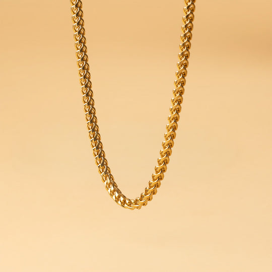 5mm foxtail necklace in stainless steel with a gold-plated finish
