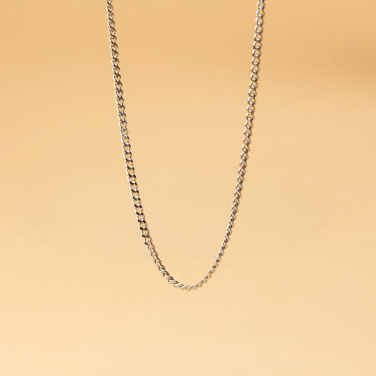 3mm cuban necklace in stainless steel with silver plated finish