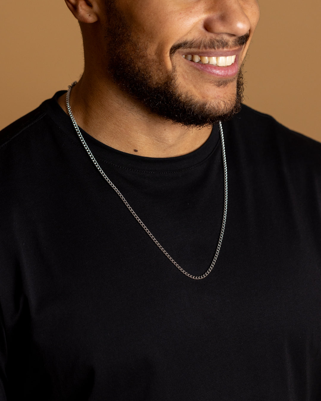 3mm cuban necklace in stainless steel with silver plated finish