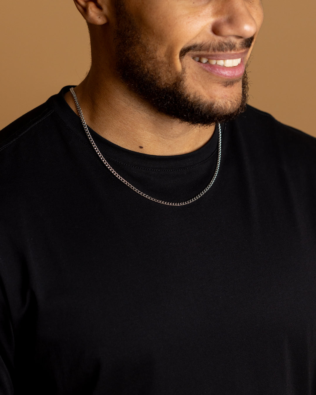 3mm cuban necklace in stainless steel with silver plated finish