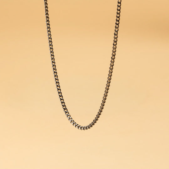 3mm cuban necklace in stainless steel with black finish