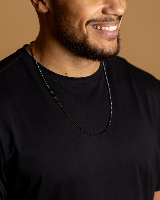 3mm cuban necklace in stainless steel with black finish