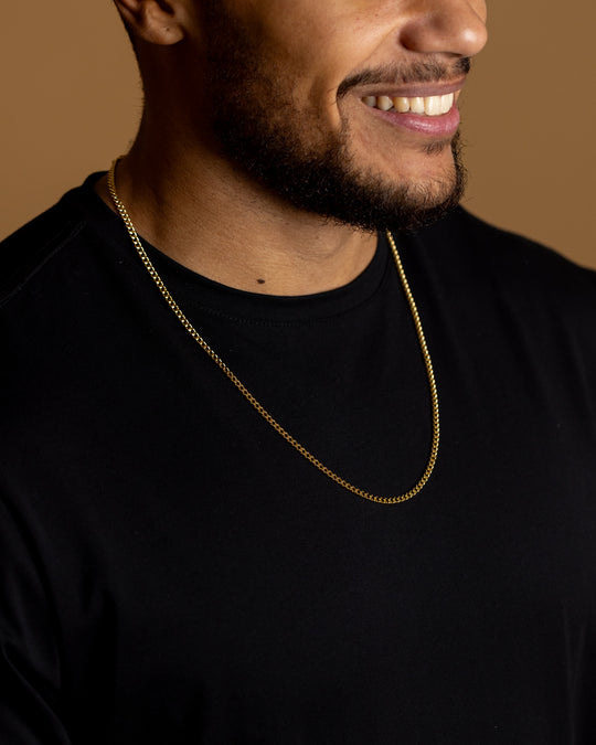 3mm cuban necklace in stainless steel with gold-plated finish