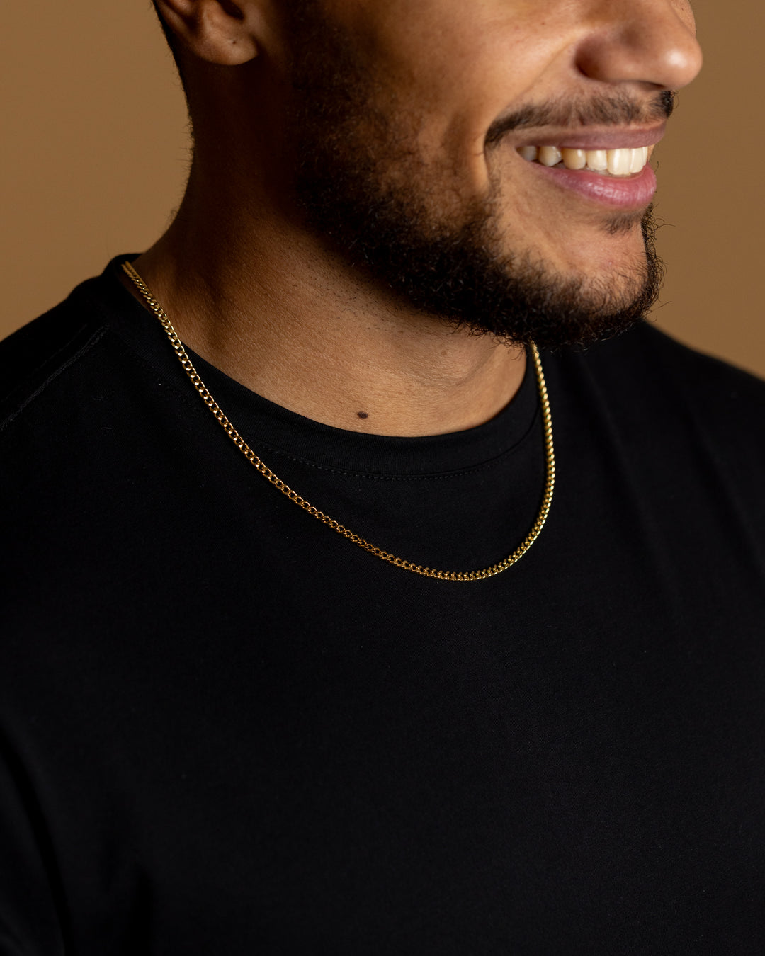 3mm cuban necklace in stainless steel with gold-plated finish