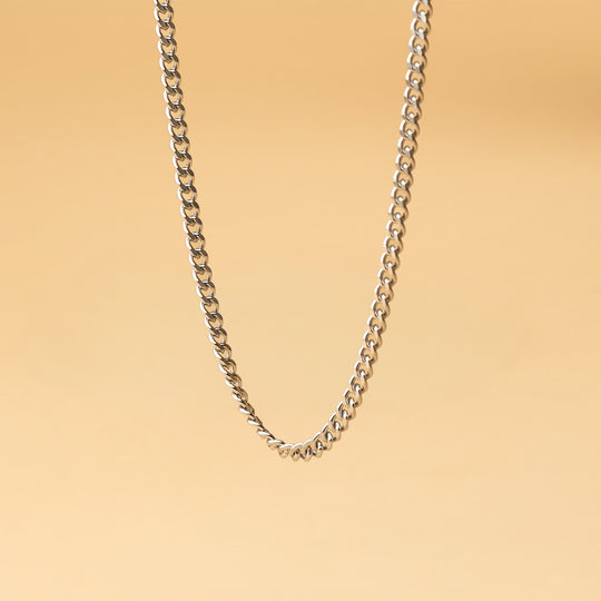 5mm cuban necklace in stainless steel with silver plated finish